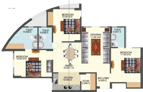 3 Bhk Floor Plan Image Apex Buildcon Acacia Valley Available For Sale