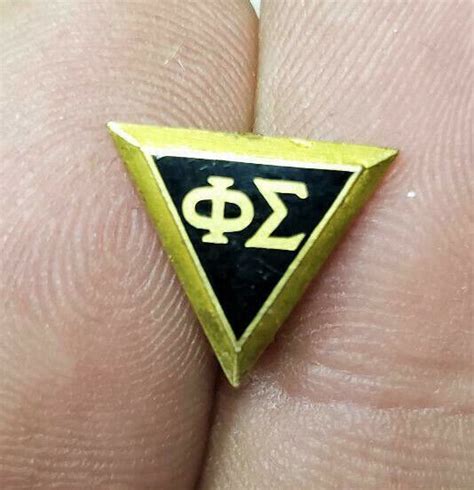 Vintage Phi Sigma Triangle Fraternity Sorority Xx Gold Filled Enamel