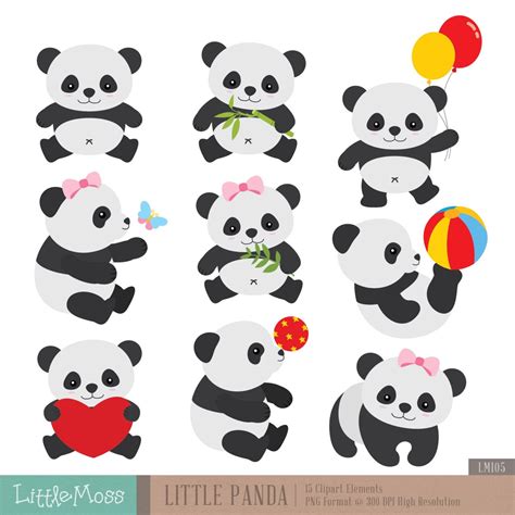 Little Panda Clipart Etsy Panda Party Baby Panda Digital Clip Art