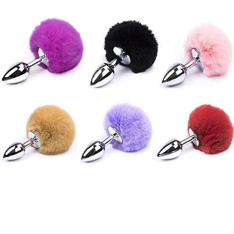 7 Colors Cute Rabbit Tail Anal Plug Tail Stainless Steel Metal Butt