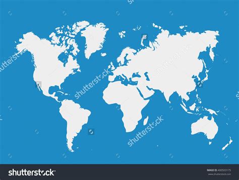 Blank White Simillar World Map Isolated On Blue Background Worldmap