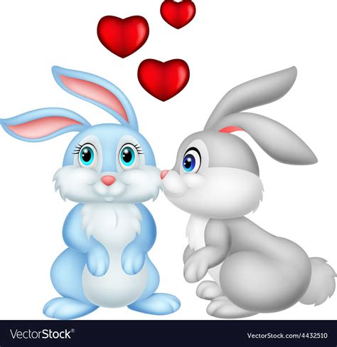 Two Cute Cartoon Bunnies In Love Royalty Free Vector Image