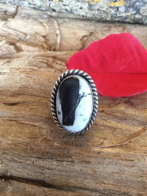 White Buffalo Turquoise Mens Ring Artisan Handmade Sterling Etsy