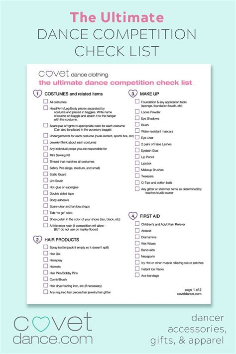The Ultimate Dance Competition Check List Dance Competition Checklist