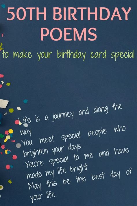 50th Birthday Poems To Make Your Birthday Card Special Major Birthdays