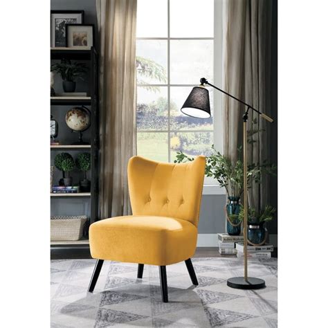 Pair of vintage , gold leaf, tufted cobalt blue velvet,hand carved,armchair. Mustard Yellow Velvet Chair | Wayfair.ca