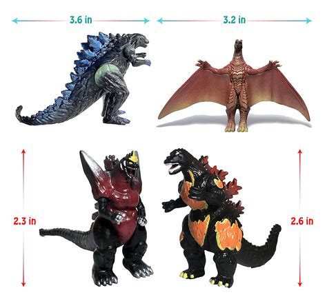 Ezfun Set Of 10 Godzilla Toys With Carry Bag Movable Joint Action