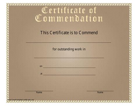 Certificate Of Commendation Template Download Printable Pdf