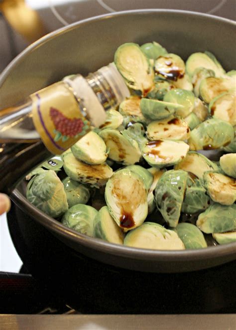 Reduce heat to low, and add butter, and stir until it's melted. Easy Roasted Brussels Sprouts with Balsamic Vinegar and Olive Oil