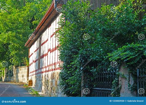 Idyllic Alley With A Restorated Framework Barn Stock Photo Image Of