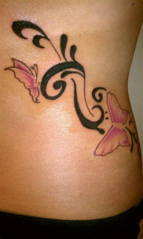 Pink Butterfly Tattoo On Side Rib For Girls Butterfly Tattoo On Rib