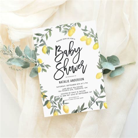 Lemon Wreath Baby Shower Invitation Unique Baby Shower Invitations
