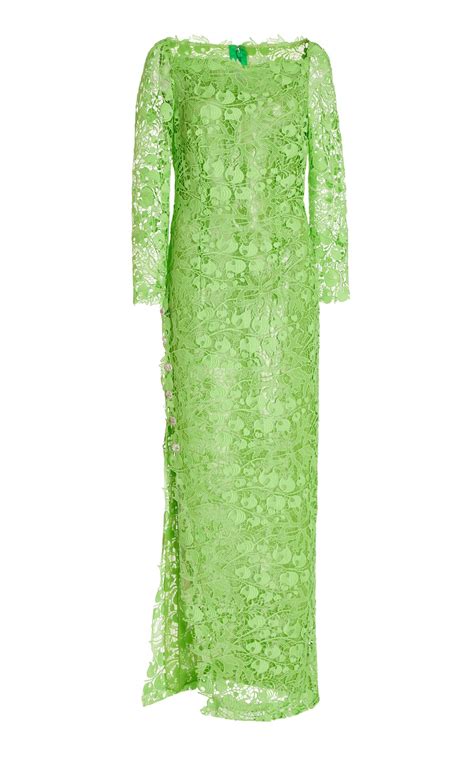 Monique Lhuillier Lace Maxi Dress Us 4 Green Editorialist