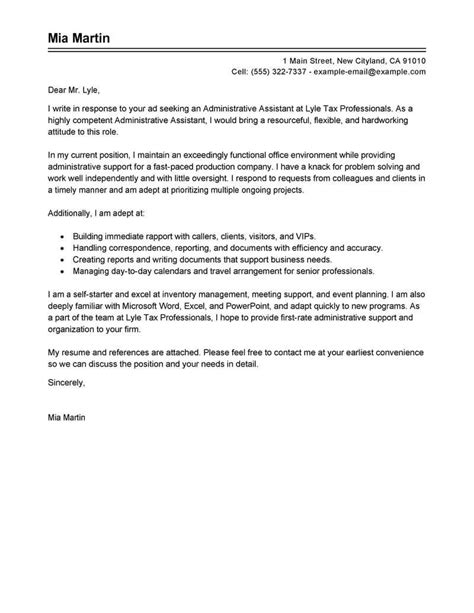 Best Administrative Assistant Cover Letter Examples Livecareer