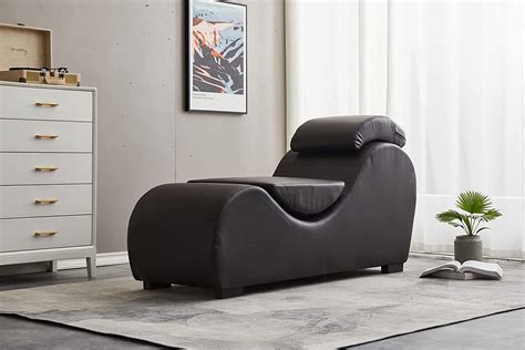 Taleweo Yoga Stretching Relaxation Modern Faux Leather Living Room Curved Chaise