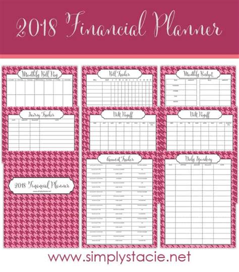 2018 Financial Planner Free Printable Simply Stacie