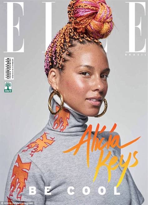 Alicia Keys Shows Off Multi Colored Braids For Elle Brazil Daily Mail