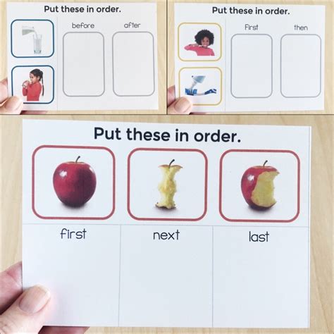 Basic Concepts Speech Therapy Printable Temporal Sequencing Cards — Slp