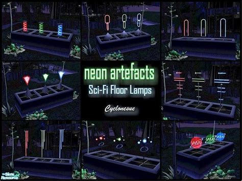 Cyclonesues Neon Artefacts Floor Lamps Sims 4 House Design Floor