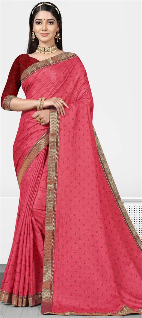 Festive Pink And Majenta Color Raw Silk Fabric Saree 1868858