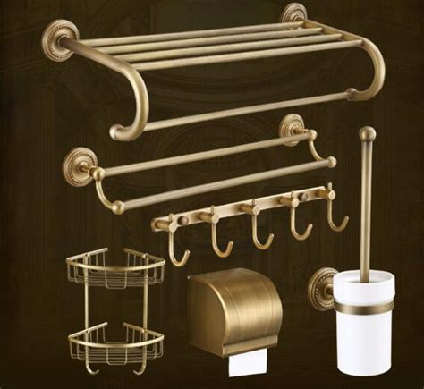 high quality solid brass bathroom accessories set antique robe hook paper holder towel bar
