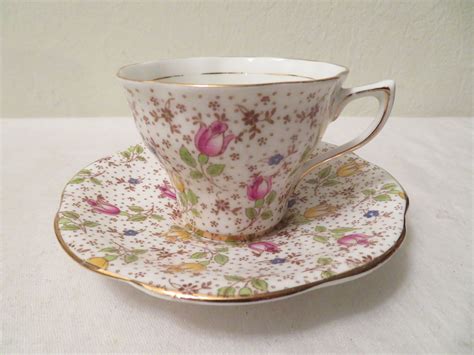 Vtg Rosina Bone China Floral Tea Cup Saucer June Made In England 4974 A