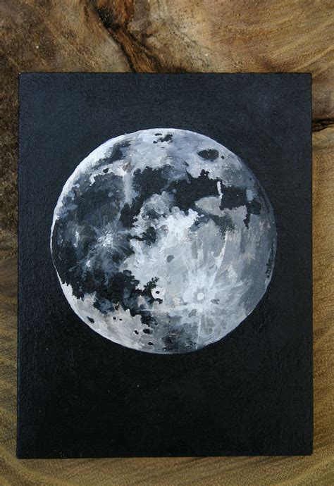 Full Moon Original Acrylic Painting On Mdf Etsy