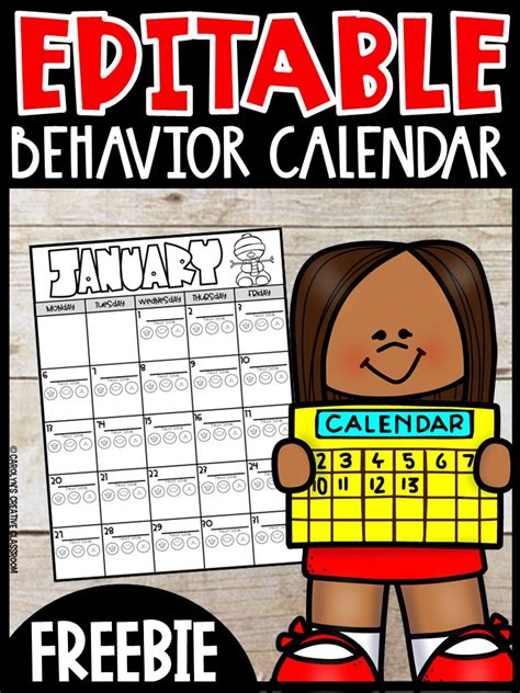 Freebie Editable Behavior Calendar January And February 2020