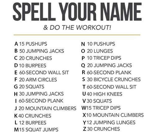 When you're in the mood for a movie night? Once you complete your name, challenge a friend! | Spell your name workout, Fitness model diet ...