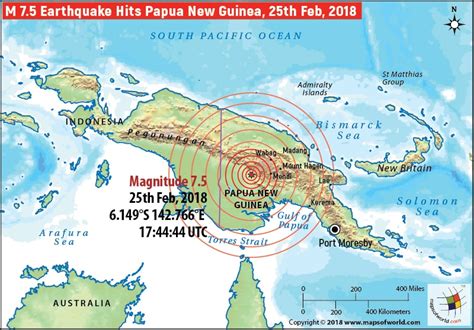 Papua New Guinea Earthquake Map Area Affected By Earthquake In Papua