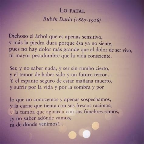 Rubén Darío Lo Fatal Citas de poesía Poemas Poesía