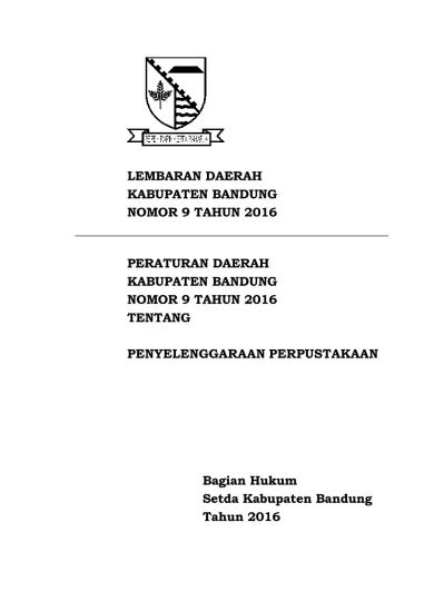 Lembaran Daerah Kabupaten Bandung Nomor Tahun Peraturan Daerah