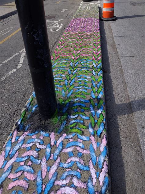 Someone Made Knitted Graffiti On This Road Median While Part Of It Is Under Construction