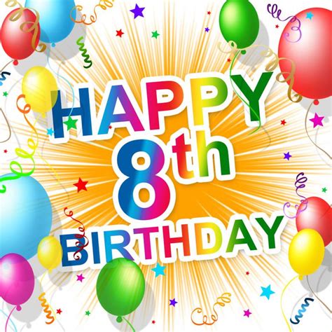 Eighth Birthday Indicates 8 Celebrate And Greeting Free Stock Photo