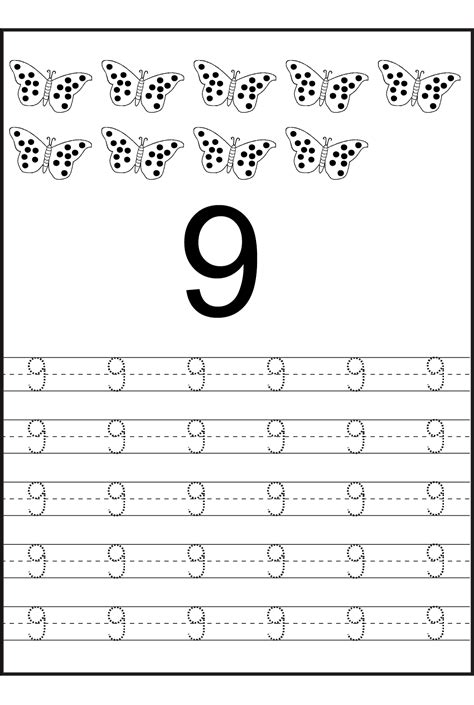 Numbers Tracing 9 Worksheets