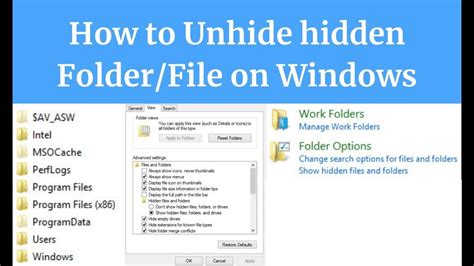 how to show hidden system files folders in windows 7 8 8 1 10 11