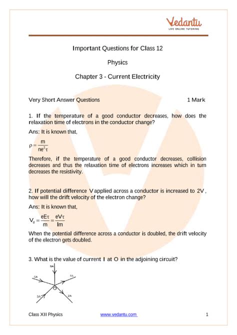 Cbse Class Physics Chapter Current Electricity Important