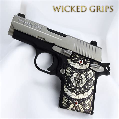 Custom Sig Sauer P938 Grips Black Lace Wicked Grips Custom Handgun