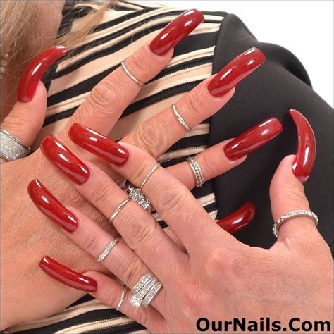 Instagram Long Red Nails Curved Nails Long Acrylic Nails