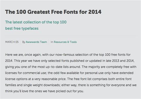 The 100 Greatest Free Fonts For 2014 Free Font Free Typeface 100
