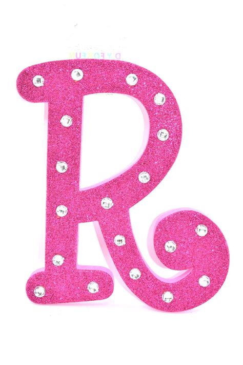7 Pink Glitter Rhinestone Foam Letter R Foam Letters Letter R