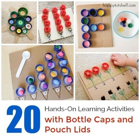 20 Hands On Learning Activities With Bottle Caps And Pouch Lids