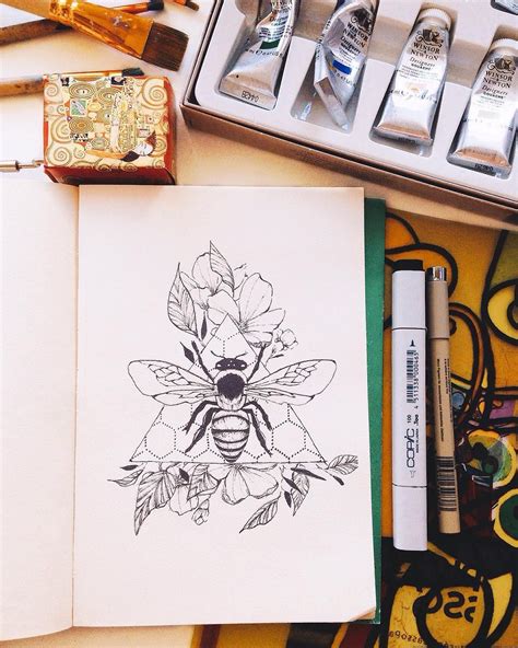 Photo By Eugenia Kazak On July 08 2018 Bee Drawing Plant Drawing