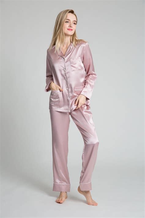 silk only luxury 22 momme long sleeve silk pajama sets soft pink silk pajama set silk