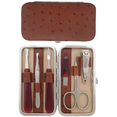 Piece Brown Leather Manicure Set Tenartis Online Shop