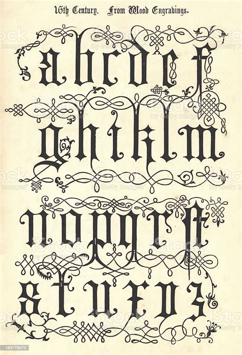15th Century Style Alphabet Stock Illustration Download Image Now