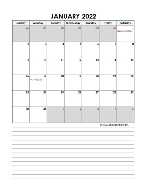 Printable Calendar 2022 Printable Monthly Calendar Templates Zohal
