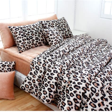 Beige Brown Leopard Microfiber Queen Duvet Cover Set