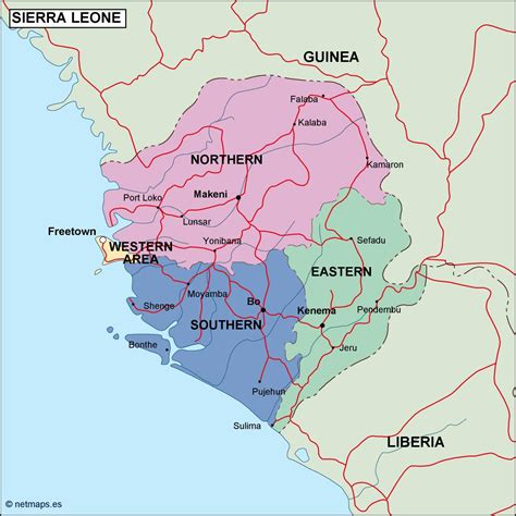 Sierra Leone Political Map Vector Eps Maps Eps Illustrator Map