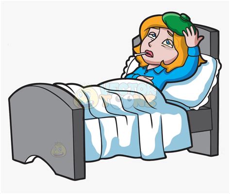 Sick Person In Bed Clipart Drawing Design Kids Transparent Sick Woman